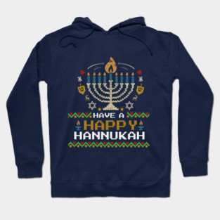 Knit Pixel Menorah – Have a Happy Hannukah Hoodie