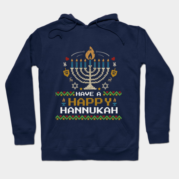 Knit Pixel Menorah – Have a Happy Hannukah Hoodie by Thank HaShem