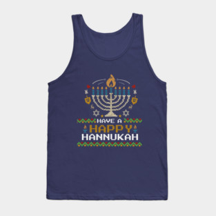 Knit Pixel Menorah – Have a Happy Hannukah Tank Top