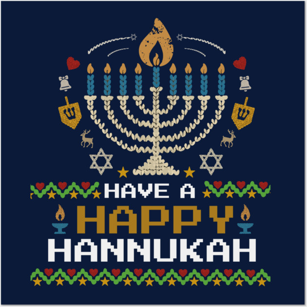 Knit Pixel Menorah – Have a Happy Hannukah Wall Art by Thank HaShem