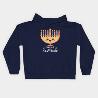 Shine With Gratitude – Kawaii Hanukkah Latke Menorah Kids Hoodie