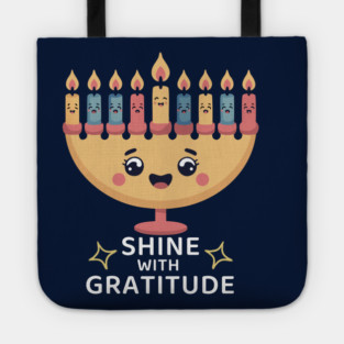 Shine With Gratitude – Kawaii Hanukkah Latke Menorah Tote