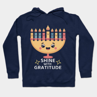 Shine With Gratitude – Kawaii Hanukkah Latke Menorah Hoodie