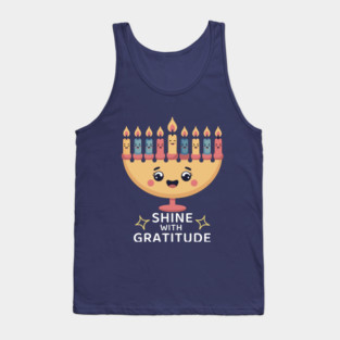 Shine With Gratitude – Kawaii Hanukkah Latke Menorah Tank Top