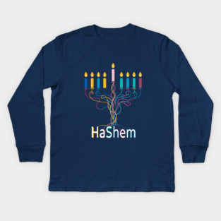 Colorful Menorah – Hashem Kids Long Sleeve T-Shirt