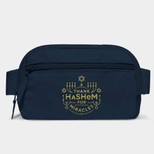 Thank Hashem for Miracles – Gold Menorah Badge Bag