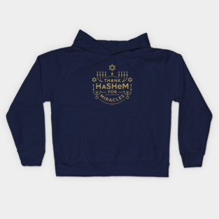 Thank Hashem for Miracles – Gold Menorah Badge Kids Hoodie