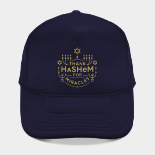 Thank Hashem for Miracles – Gold Menorah Badge Hat