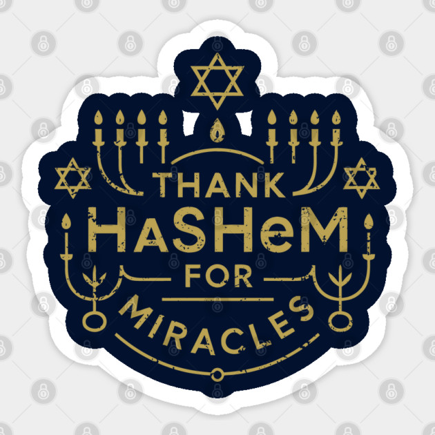 Thank Hashem for Miracles – Gold Menorah Badge Sticker by Thank HaShem