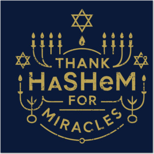 Thank Hashem for Miracles – Gold Menorah Badge Posters and Art