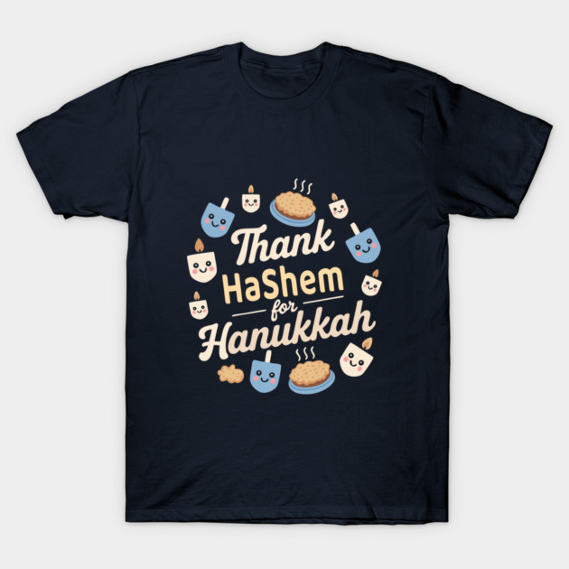 Thank Hashem for Hanukkah – Kawaii Pie & Candles T-Shirt by Thank HaShem