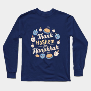 Thank Hashem for Hanukkah – Kawaii Pie & Candles Long Sleeve T-Shirt