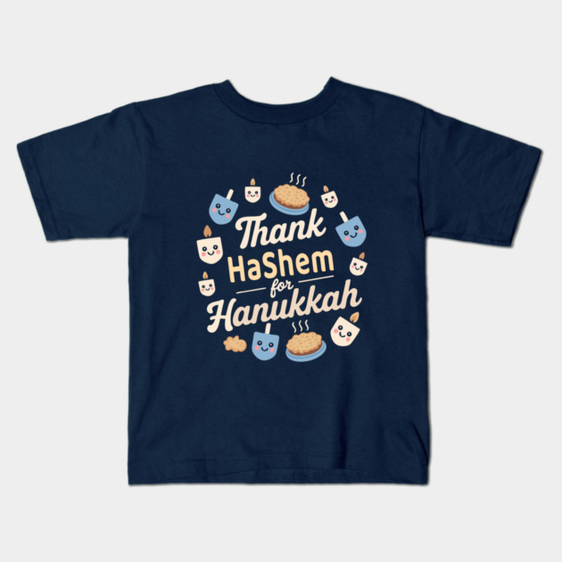 Thank Hashem for Hanukkah – Kawaii Pie & Candles Kids T-Shirt by Thank HaShem
