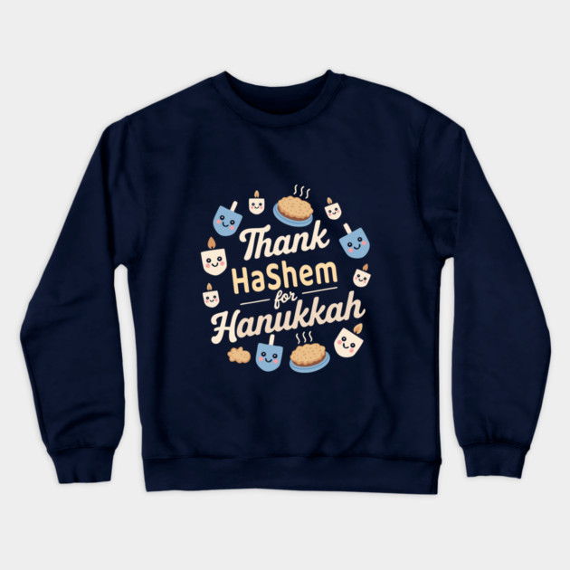 Thank Hashem for Hanukkah – Kawaii Pie & Candles Crewneck Sweatshirt by Thank HaShem
