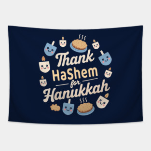 Thank Hashem for Hanukkah – Kawaii Pie & Candles Tapestry