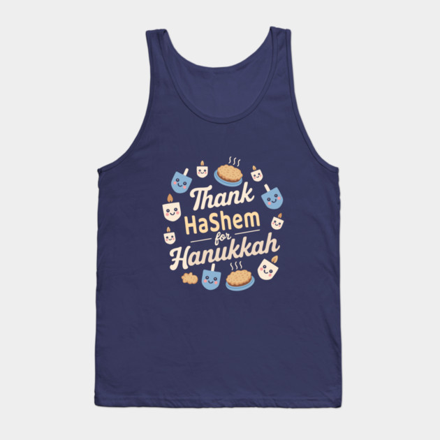 Thank Hashem for Hanukkah – Kawaii Pie & Candles Tank Top by Thank HaShem
