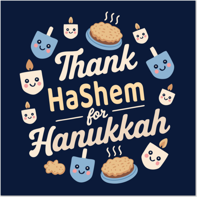 Thank Hashem for Hanukkah – Kawaii Pie & Candles Wall Art by Thank HaShem