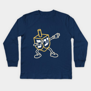 Jewish Dreidel Dab – Neon Knit Style Kids Long Sleeve T-Shirt