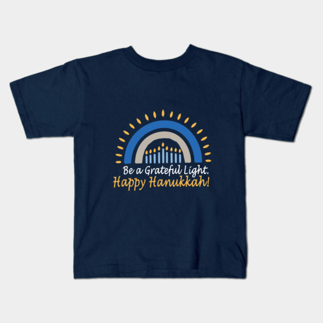 Be a Grateful Light – Modern Hanukkah Glow Kids T-Shirt by Thank HaShem