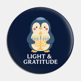 Light & Gratitude – Kawaii Menorah Penguin Pin