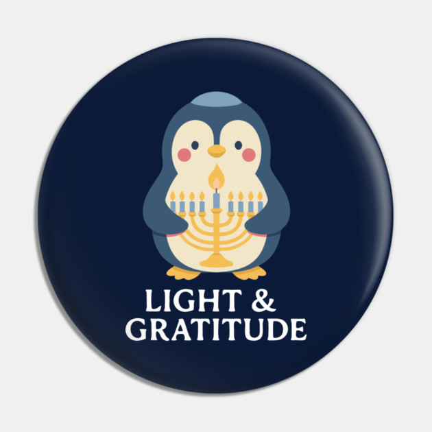 Light & Gratitude – Kawaii Menorah Penguin Pin by Thank HaShem