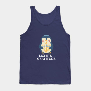 Light & Gratitude – Kawaii Menorah Penguin Tank Top