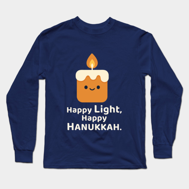 Happy Light, Happy Hanukkah – Kawaii Candle Long Sleeve T-Shirt by Thank HaShem