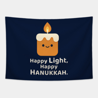 Happy Light, Happy Hanukkah – Kawaii Candle Tapestry