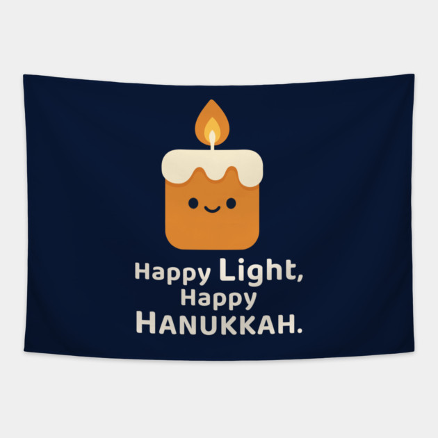 Happy Light, Happy Hanukkah – Kawaii Candle Tapestry by Thank HaShem