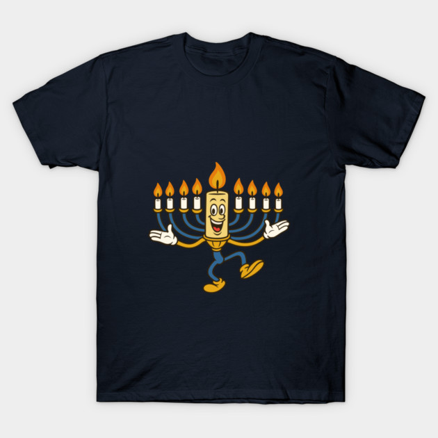 Dancing Menorah Candle – Vintage Cartoon Hanukkah T-Shirt by Thank HaShem