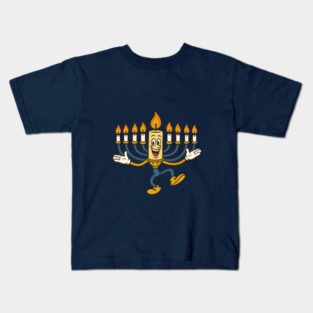 Dancing Menorah Candle – Vintage Cartoon Hanukkah Kids T-Shirt