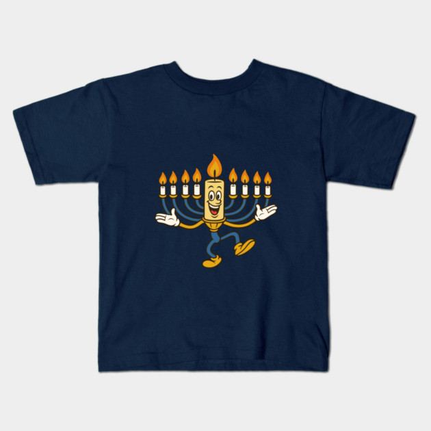 Dancing Menorah Candle – Vintage Cartoon Hanukkah Kids T-Shirt by Thank HaShem
