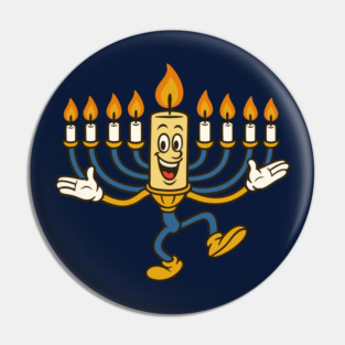 Dancing Menorah Candle – Vintage Cartoon Hanukkah Pin