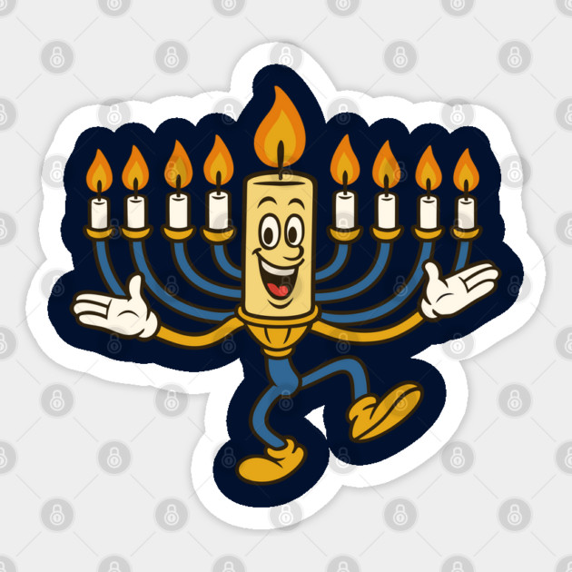 Dancing Menorah Candle – Vintage Cartoon Hanukkah Sticker by Thank HaShem