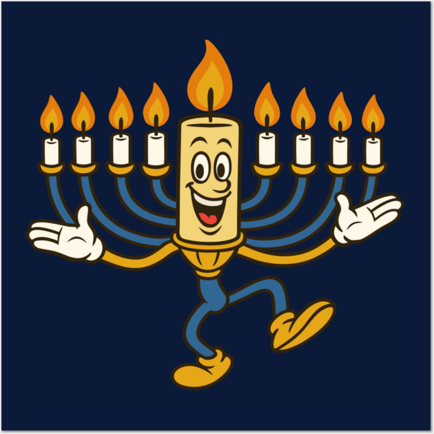 Dancing Menorah Candle – Vintage Cartoon Hanukkah Wall Art by Thank HaShem
