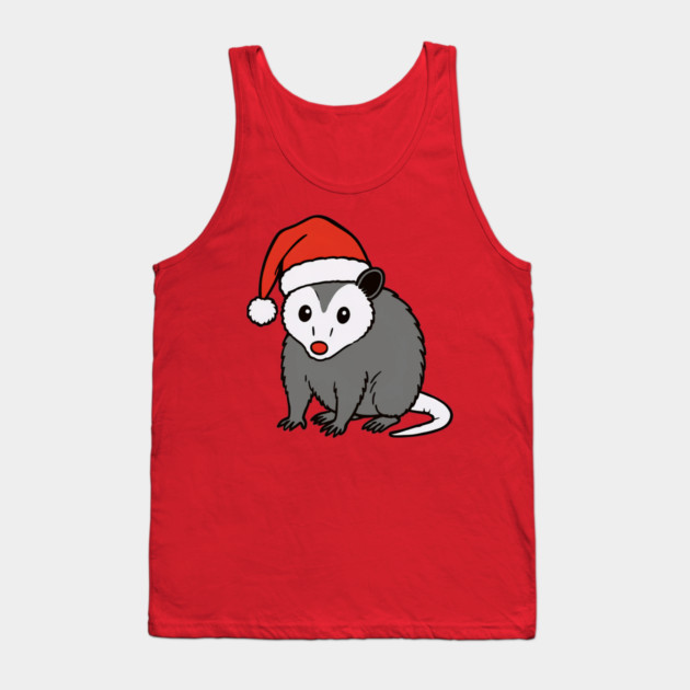 Christmas Santa Possum in Hat – Cute Holiday Opossum Tank Top by DonWillisJrArt