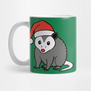 Christmas Santa Possum in Hat – Cute Holiday Opossum Mug