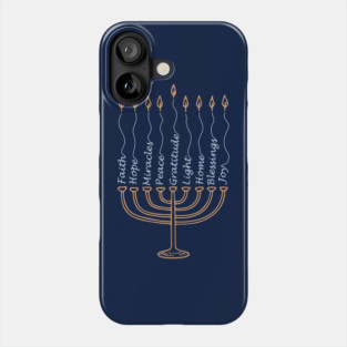 Gratitude Menorah – Hand-Drawn Typography Phone Case