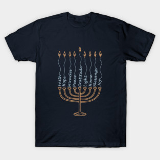 Gratitude Menorah – Hand-Drawn Typography T-Shirt