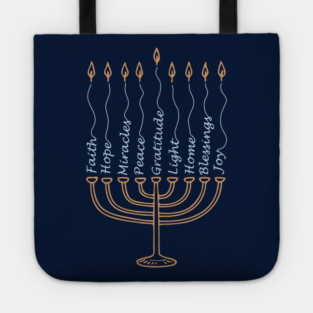 Gratitude Menorah – Hand-Drawn Typography Tote