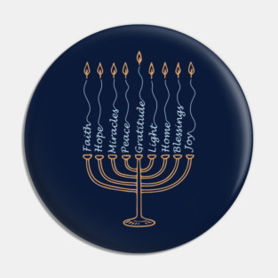 Gratitude Menorah – Hand-Drawn Typography Pin