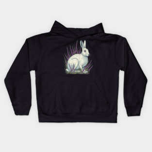 Mountain Hare with Soft Heather Sprigs Kids Hoodie