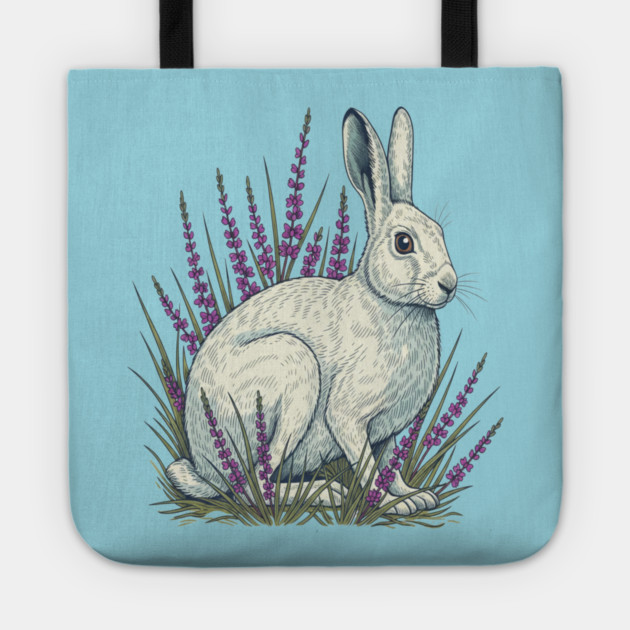 Mountain Hare with Soft Heather Sprigs Tote by BirdsnStuff