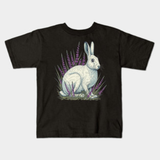 Mountain Hare with Soft Heather Sprigs Kids T-Shirt