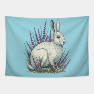 Mountain Hare with Soft Heather Sprigs Tapestry