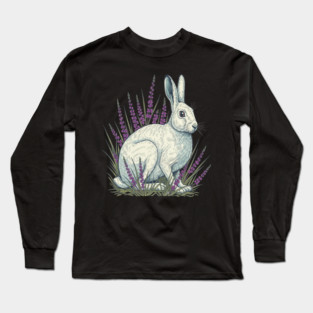 Mountain Hare with Soft Heather Sprigs Long Sleeve T-Shirt