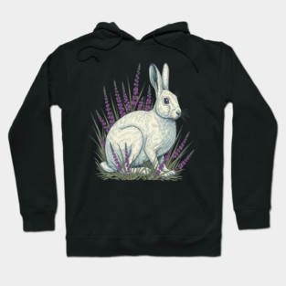 Mountain Hare with Soft Heather Sprigs Hoodie