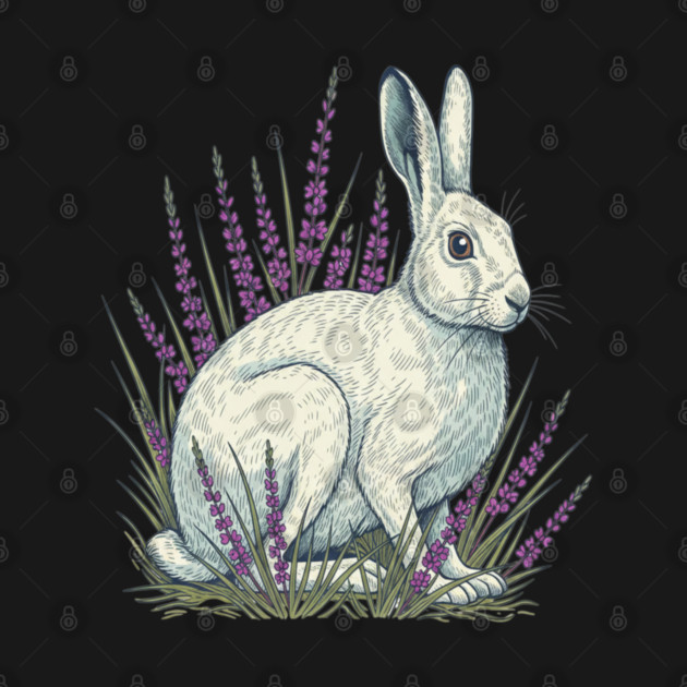 Mountain Hare with Soft Heather Sprigs by BirdsnStuff