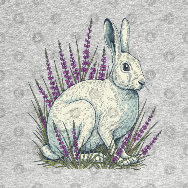 Mountain Hare with Soft Heather Sprigs by BirdsnStuff