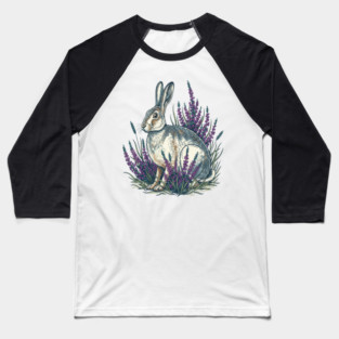 Mountain Hare with Purple Heather Meadow Baseball T-Shirt